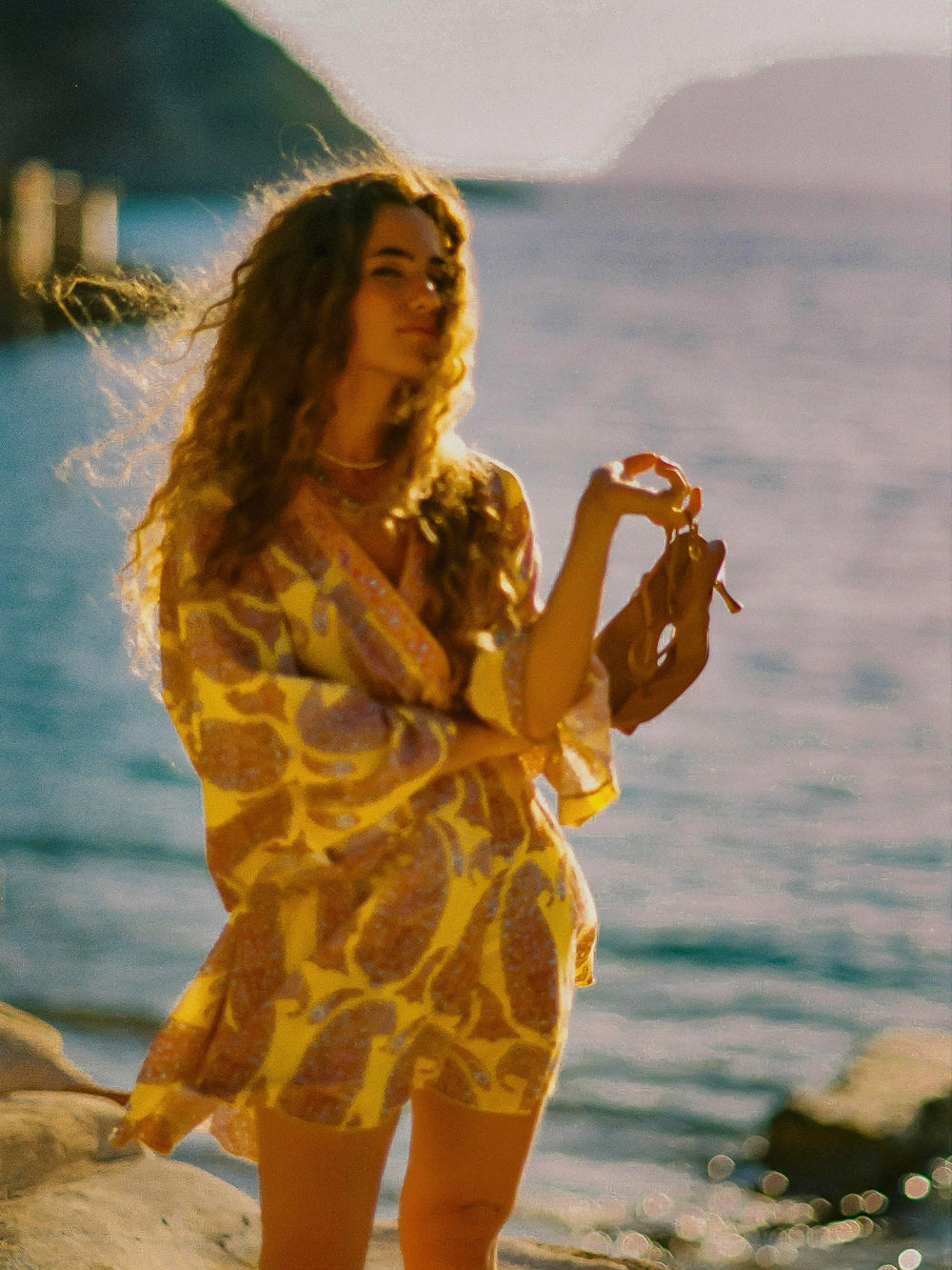 Calico Flared Robe Dress styled