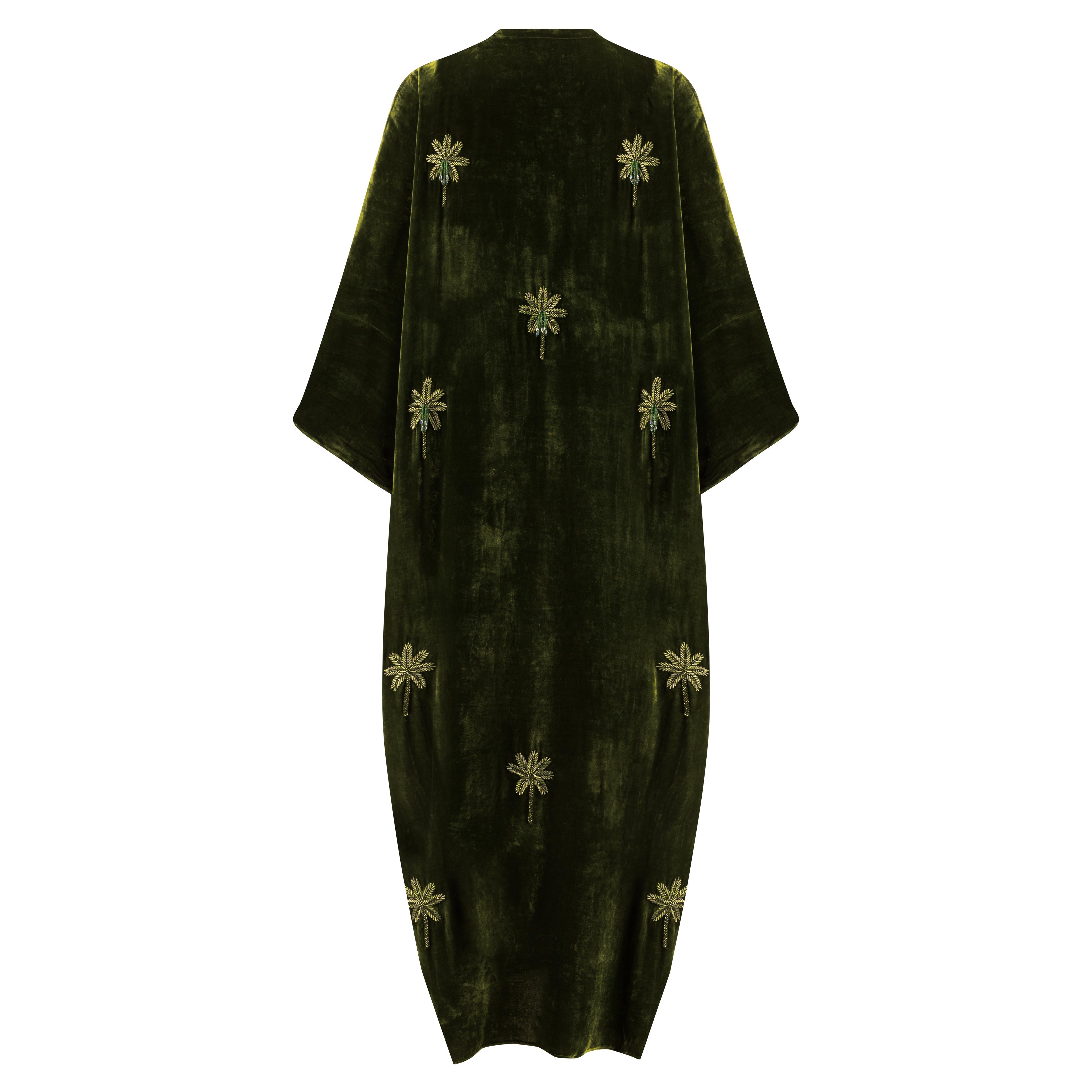 GREEN VELVET ABAYA