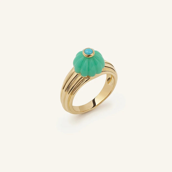 GELATO RING YELLOW GOLD CHRYSOPRASE & TURQUOISE