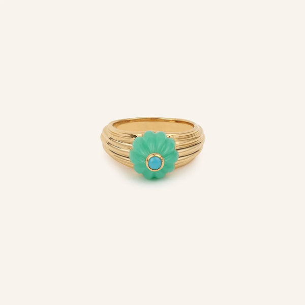 GELATO RING YELLOW GOLD CHRYSOPRASE & TURQUOISE