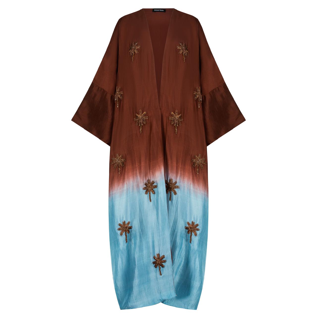 BROWN AND BLUE OMBRÉ ABAYA