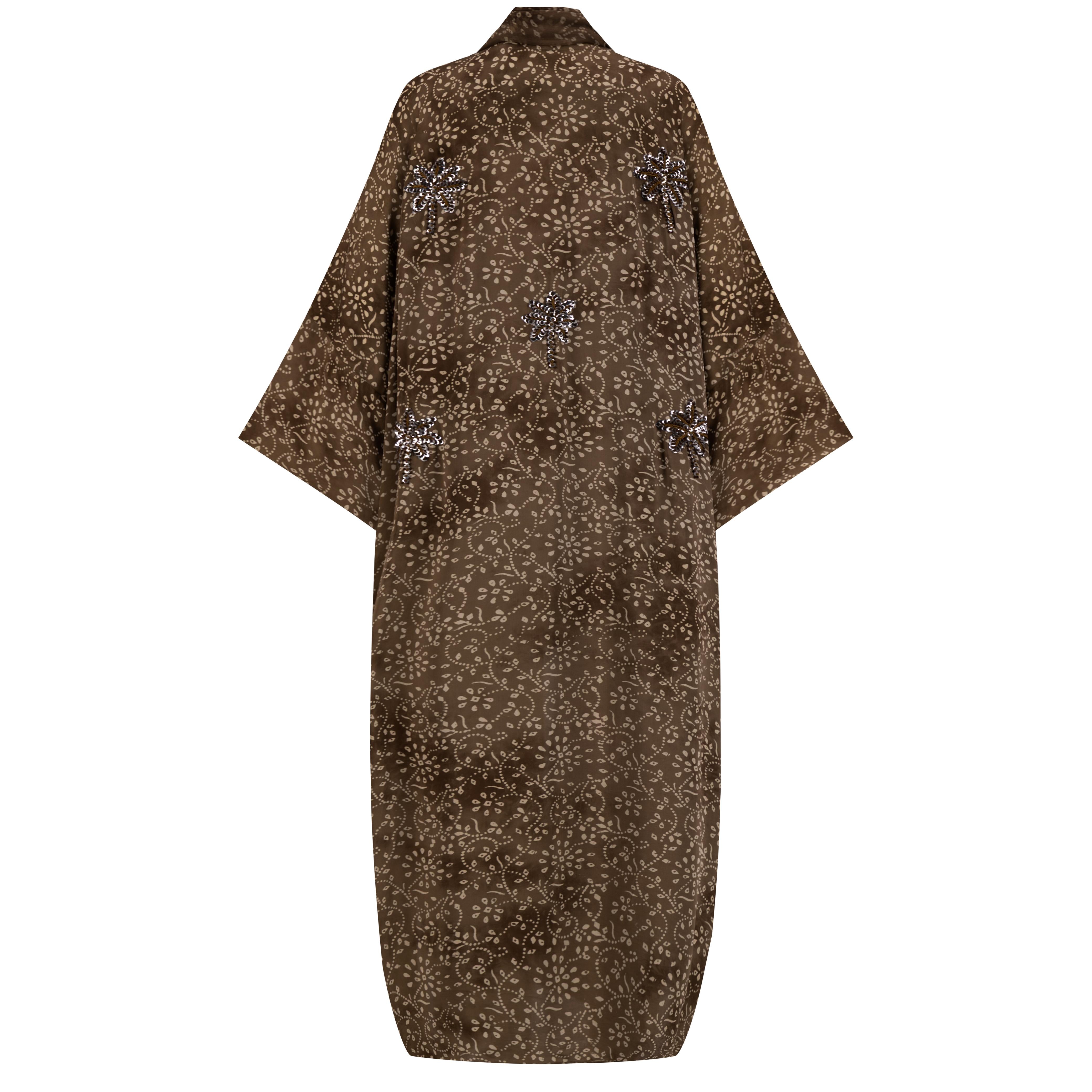 BROWN SILK ABAYA