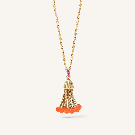 POLPO PENDANT YELLOW GOLD CORAL BEADS AND PINK SAPPHIRES