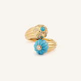 DOUBLE GELATO RING YELLOW GOLD TURQUOISE AND DIAMOND