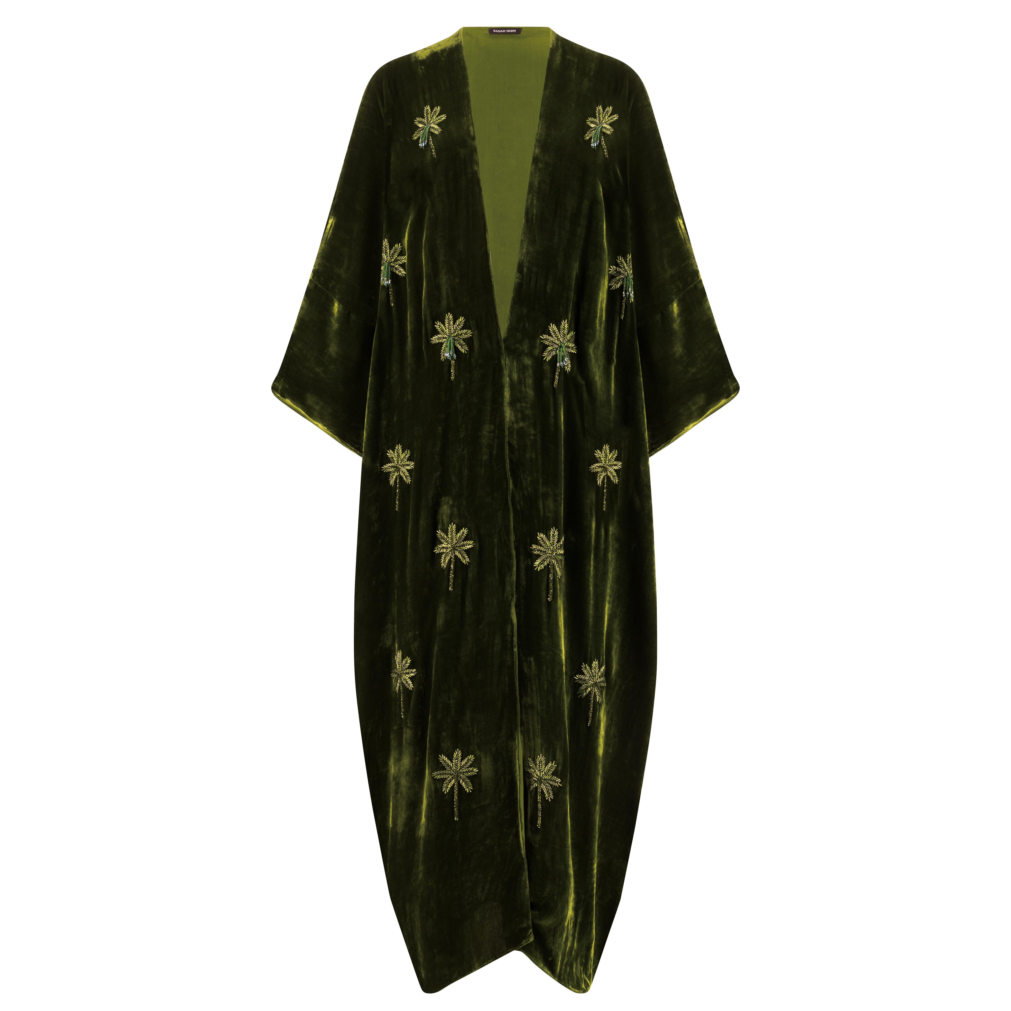 GREEN VELVET ABAYA
