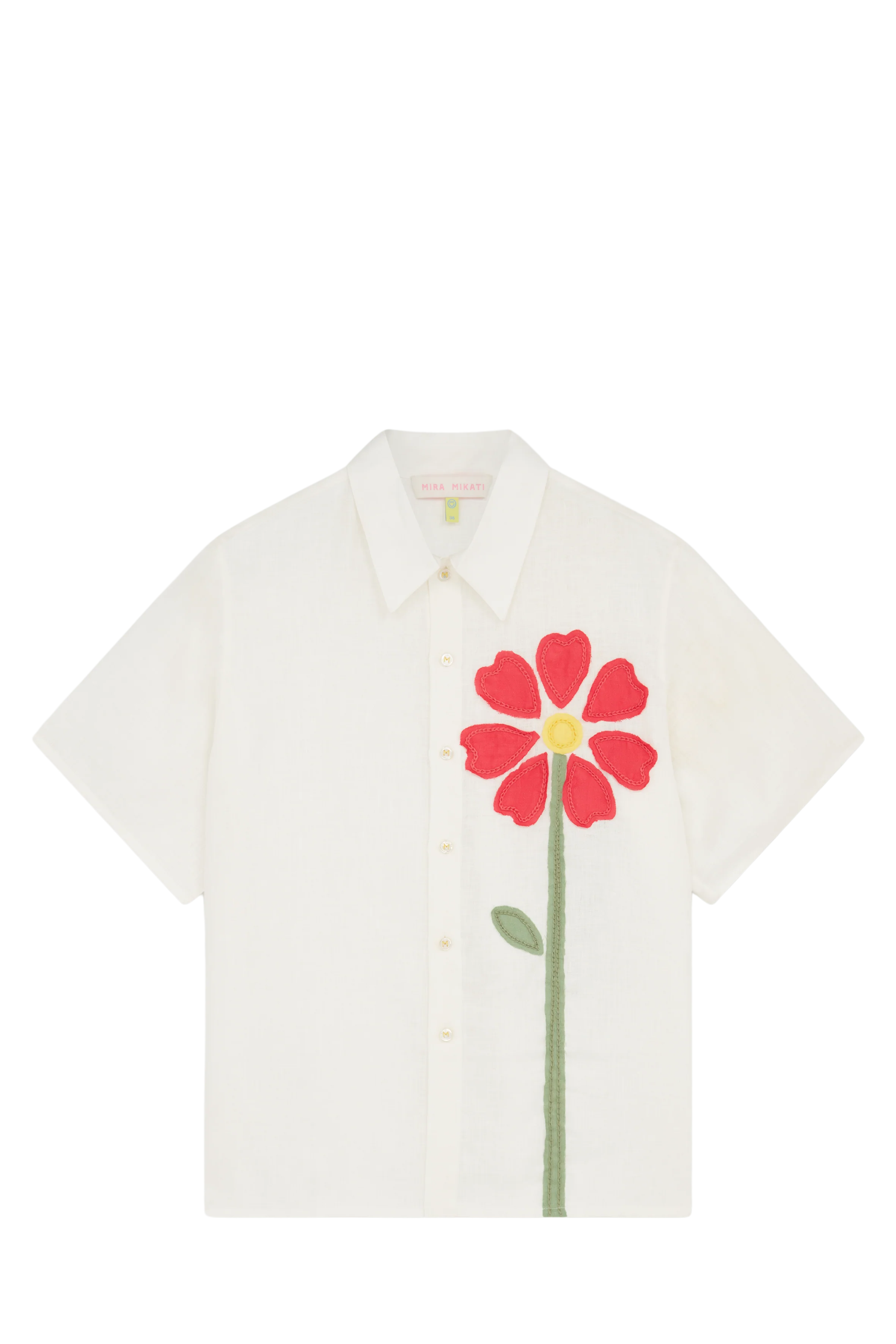 SHORT SLEEVE SHIRT WITH APPLIQUE FLOWER