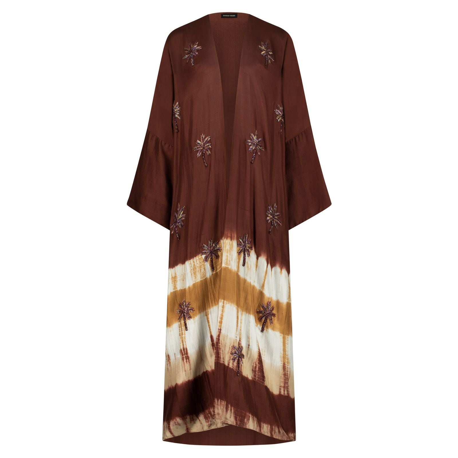 BROWN TIE DYE ABAYA W SCARF