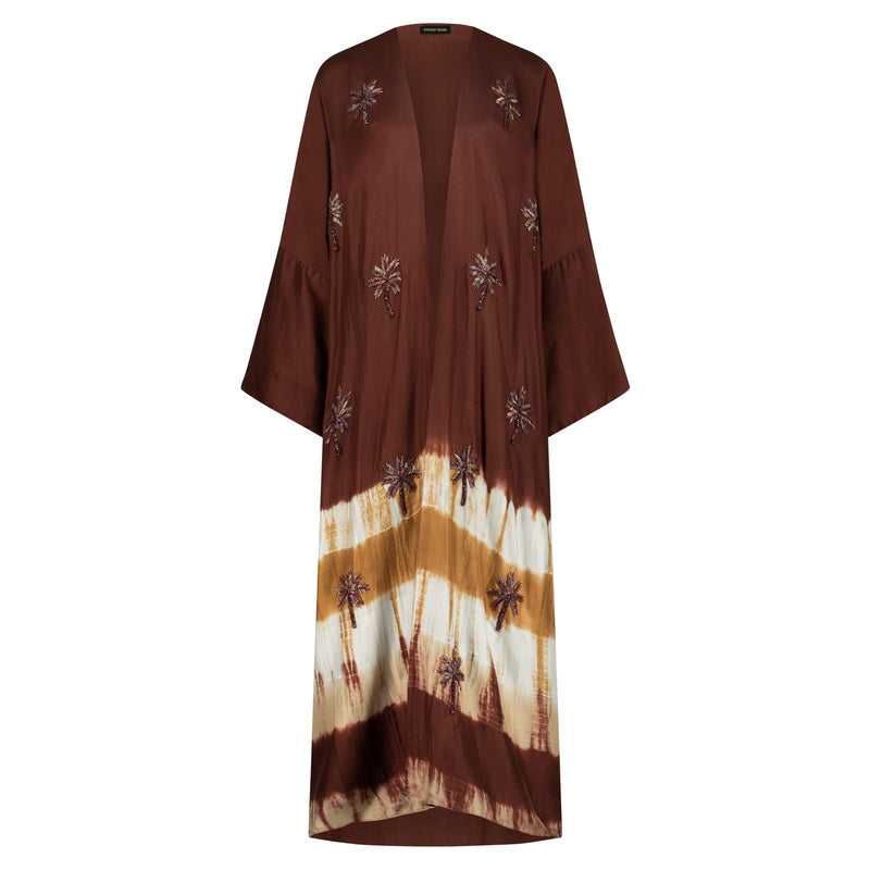 Palmtree abaya brown tie dye