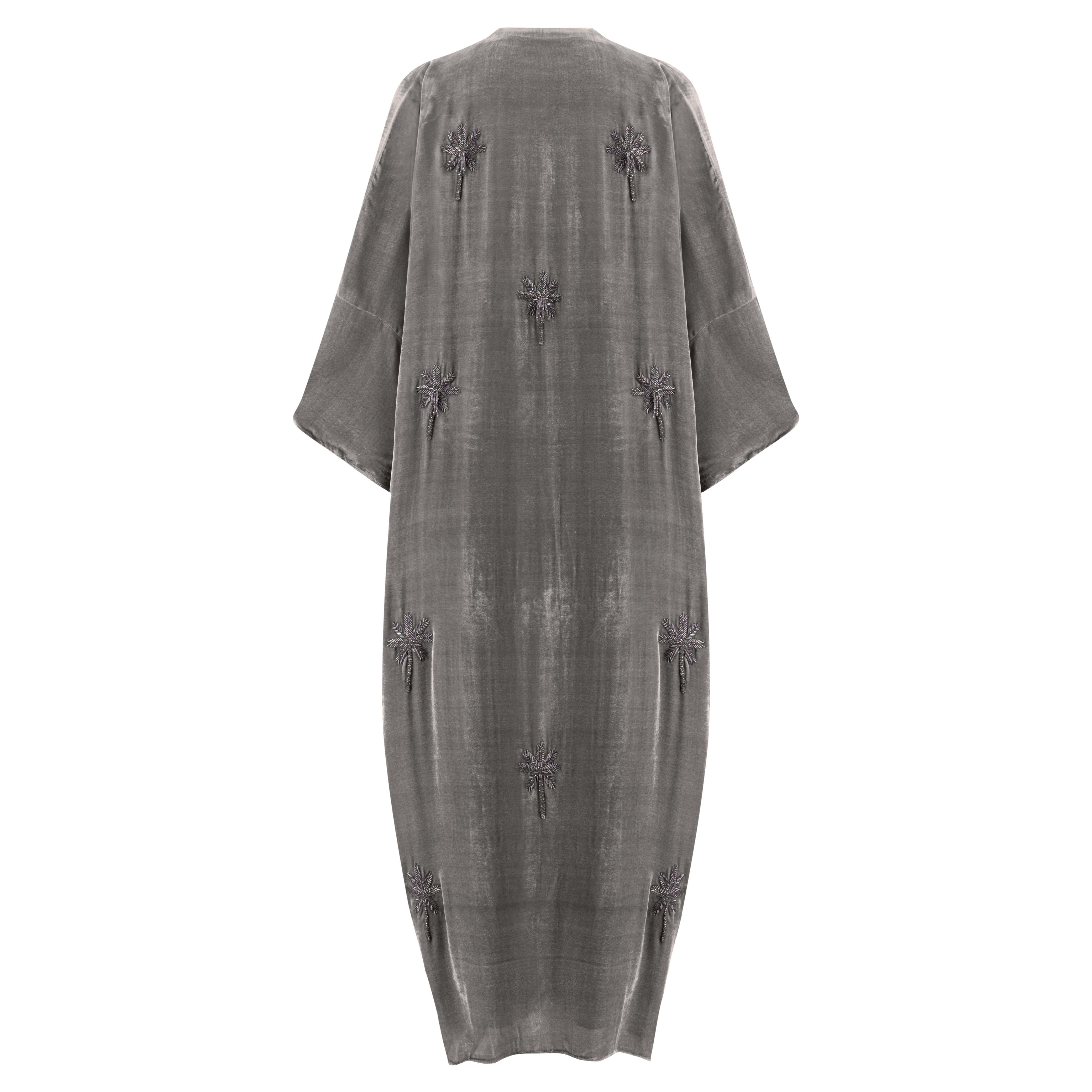 GREY VELVET ABAYA