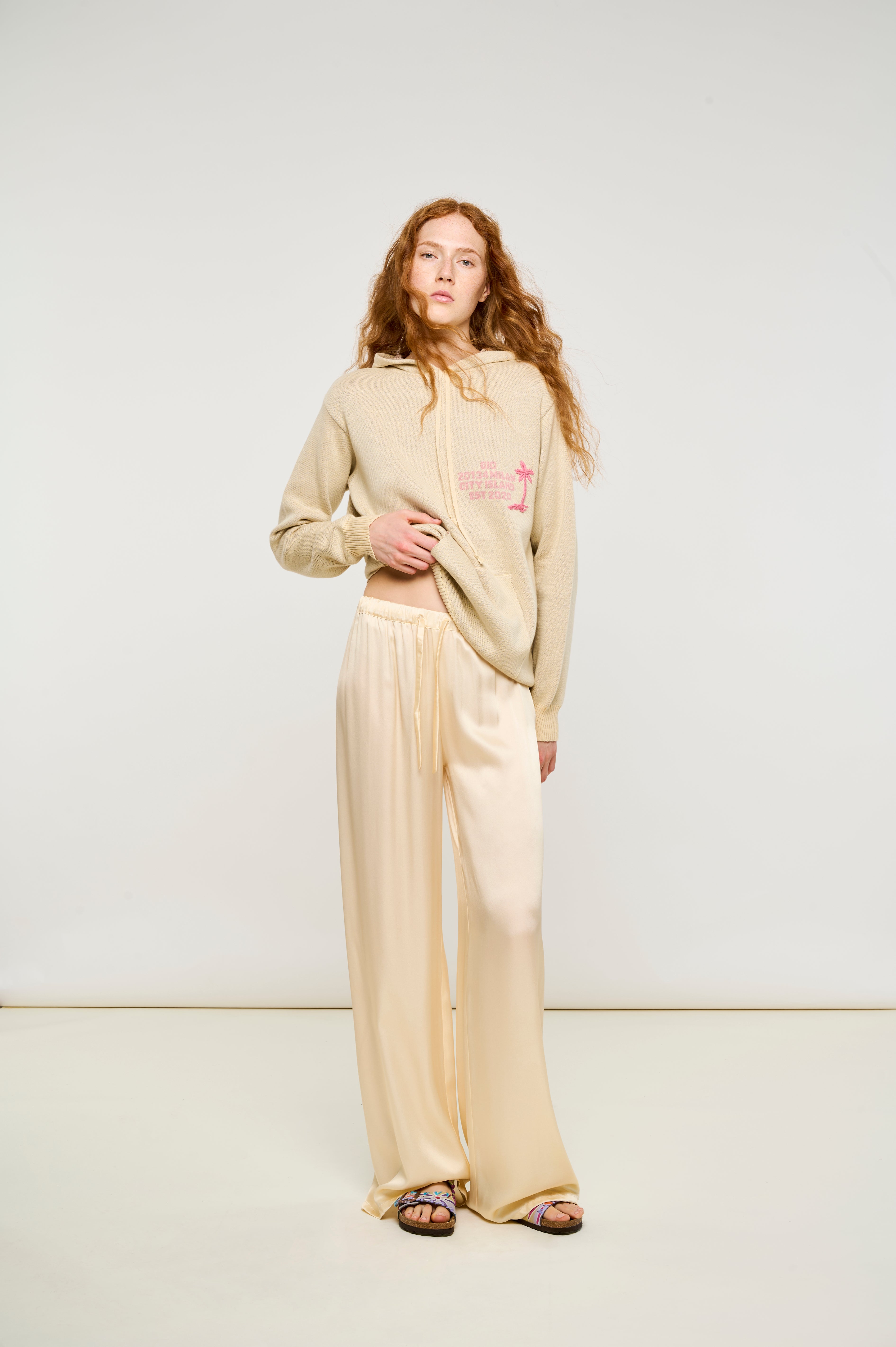CREAM SILK TROUSERS