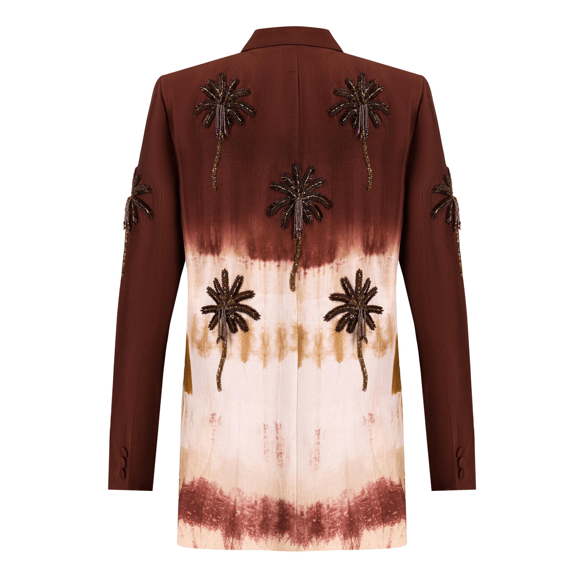 Brown sand tie dye silk blazer