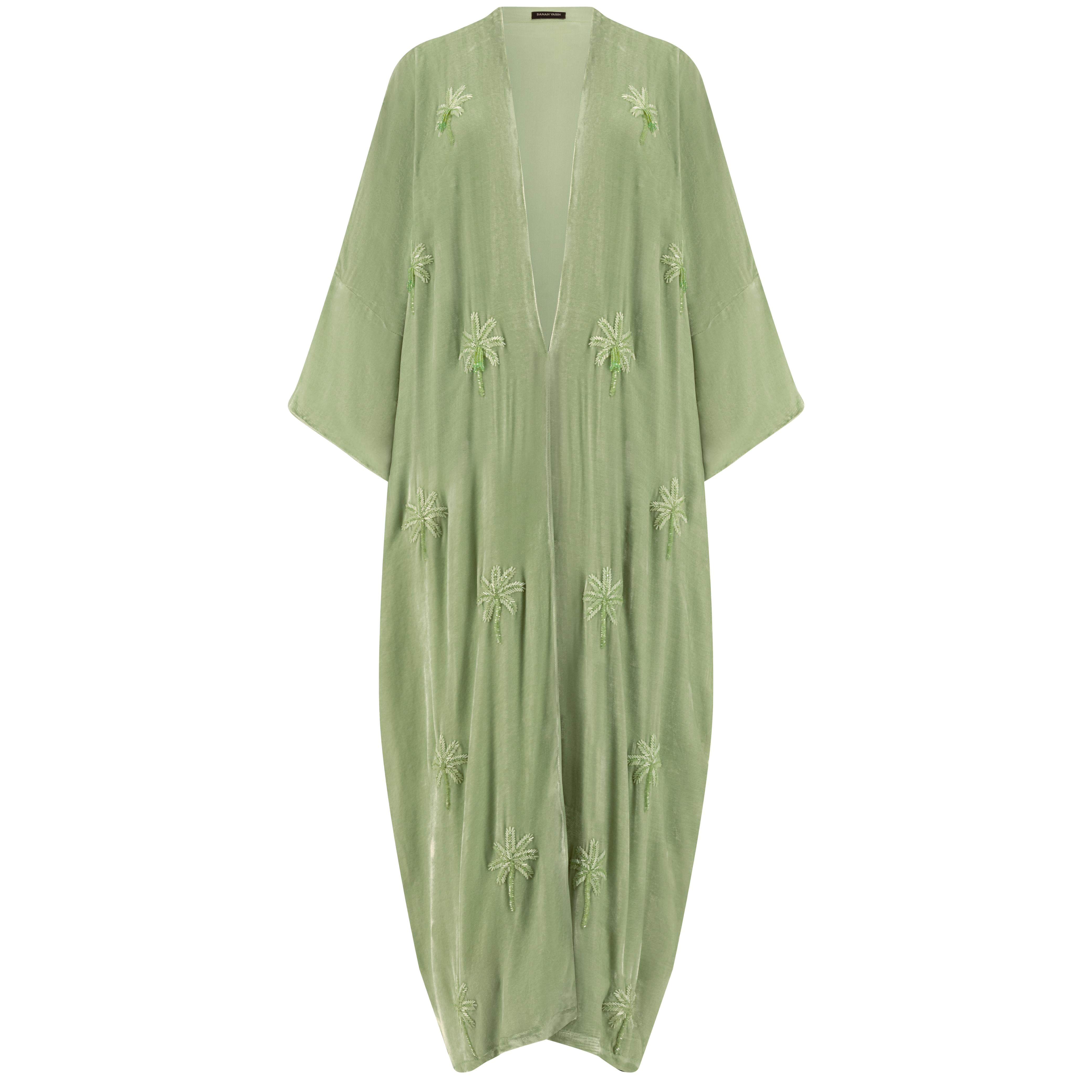 MINT GREEN VELVET ABAYA