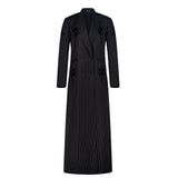 LONG BLAZER COAT BLACK WITH WHITE STRIPES