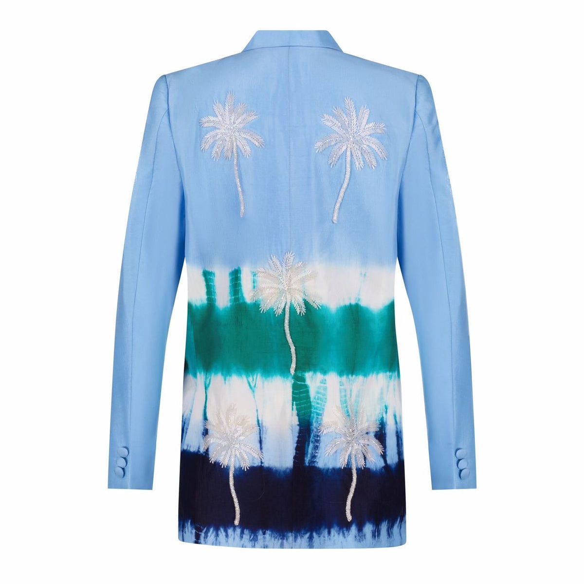 Sea blue tie dye silk blazer