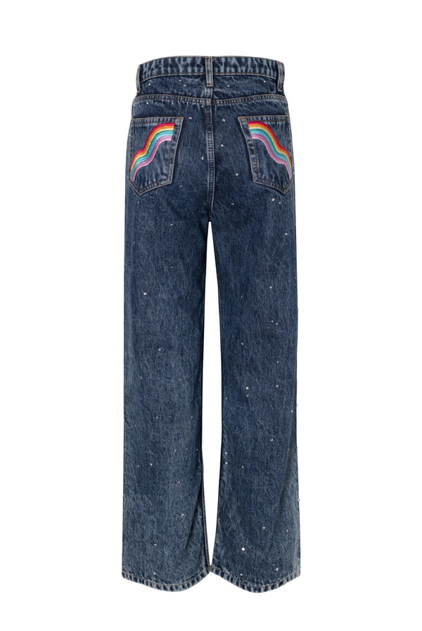 RAINBOW CRYSTAL DENIM PANTS