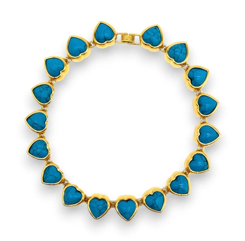 HEARTS CHOKER TURQUOISE