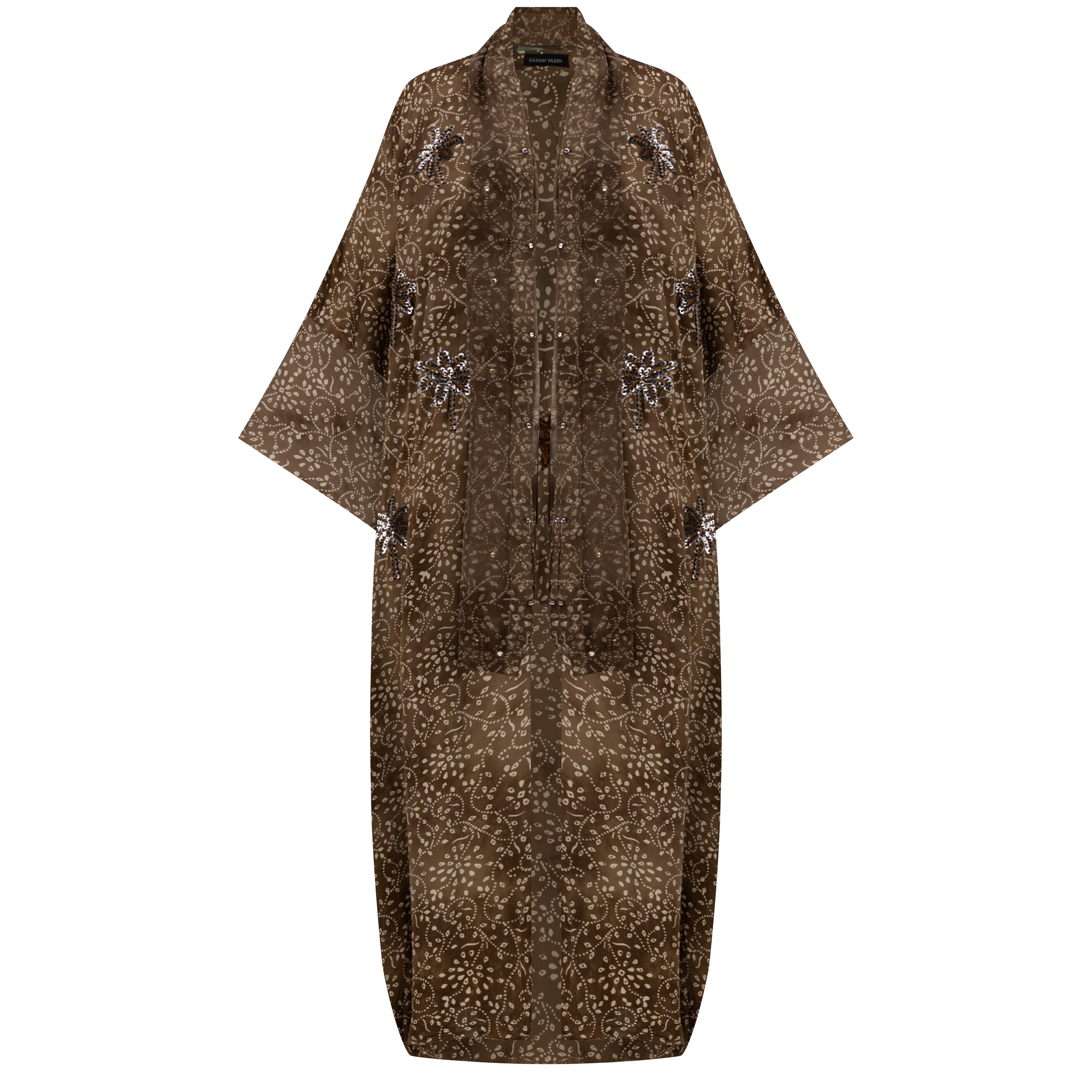BROWN SILK ABAYA