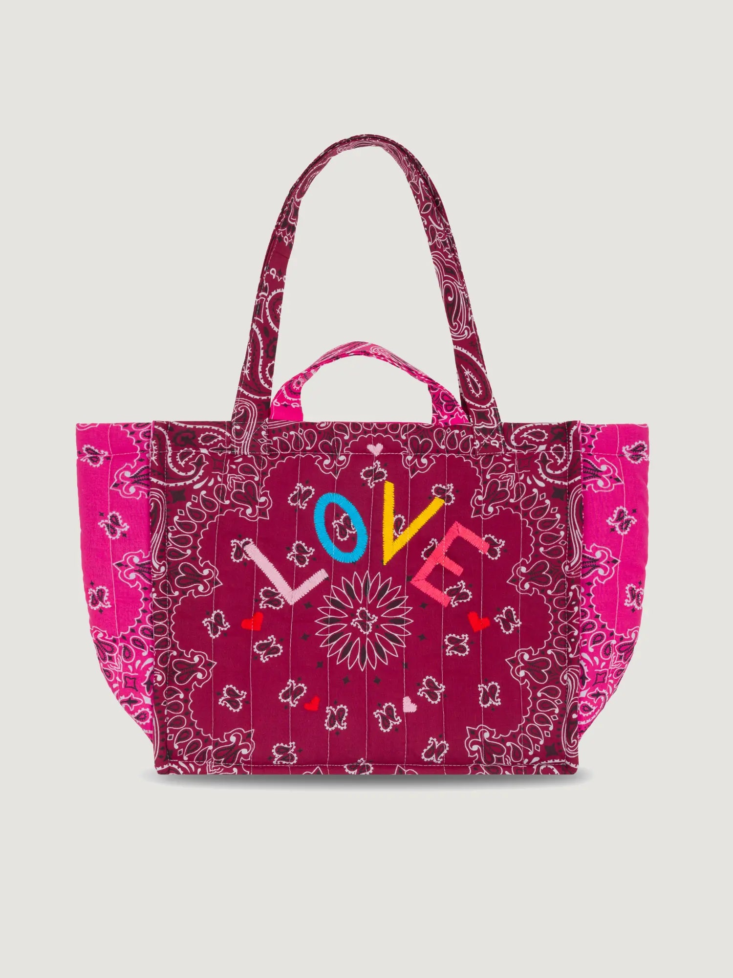 MAXI QUILTED - LOVE - BURGUNDY/FUSHIA