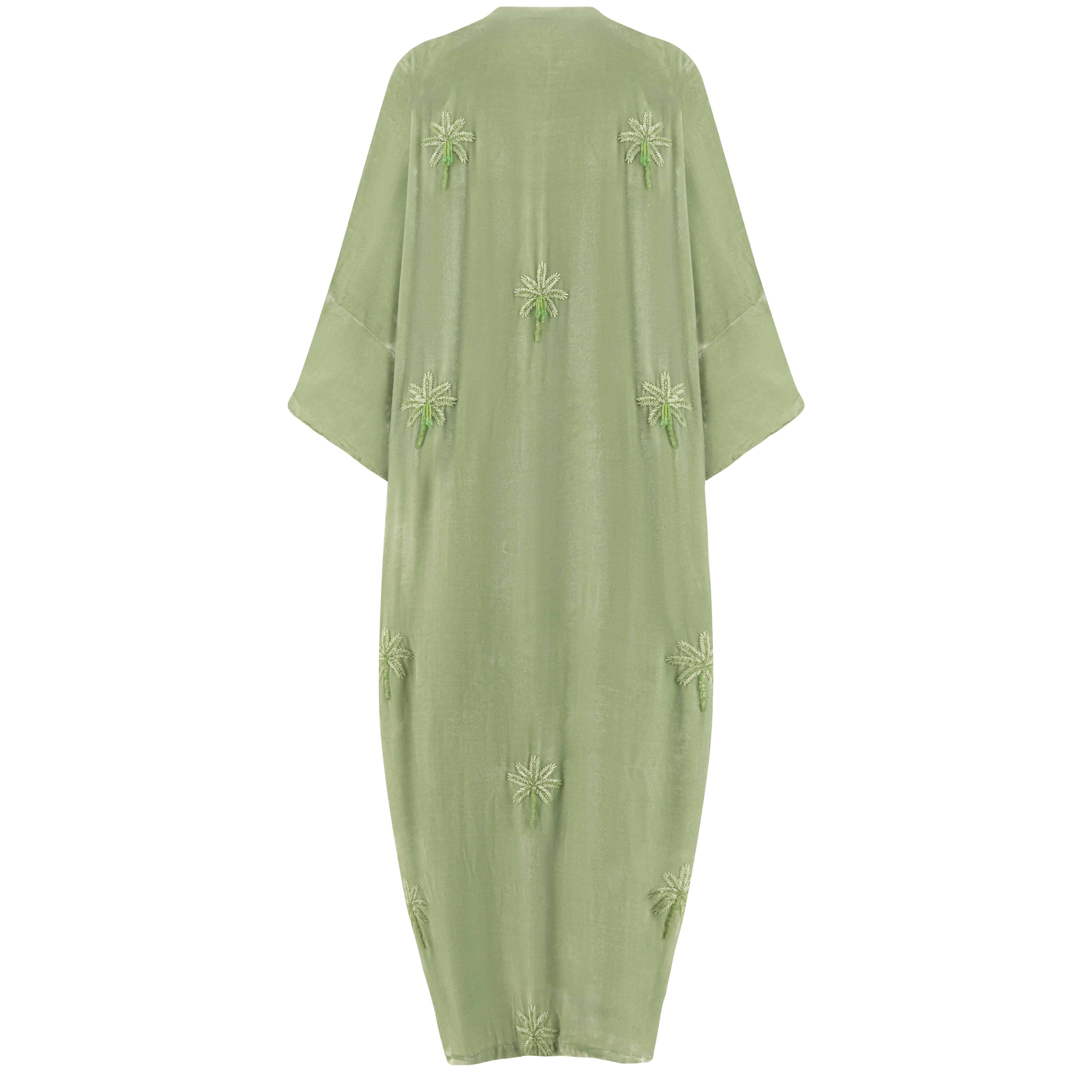 MINT GREEN VELVET ABAYA