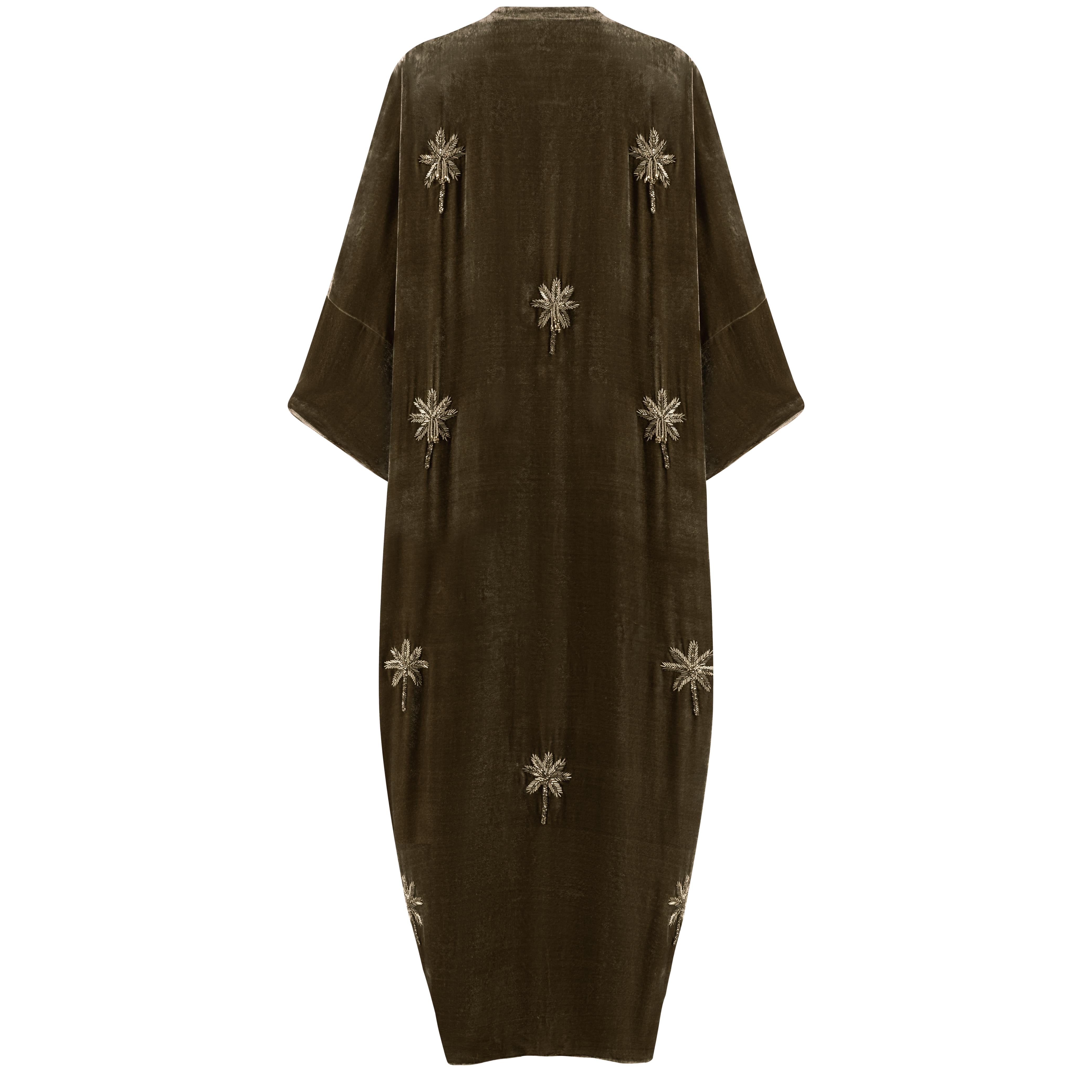 OLIVE GREEN VELVET ABAYA