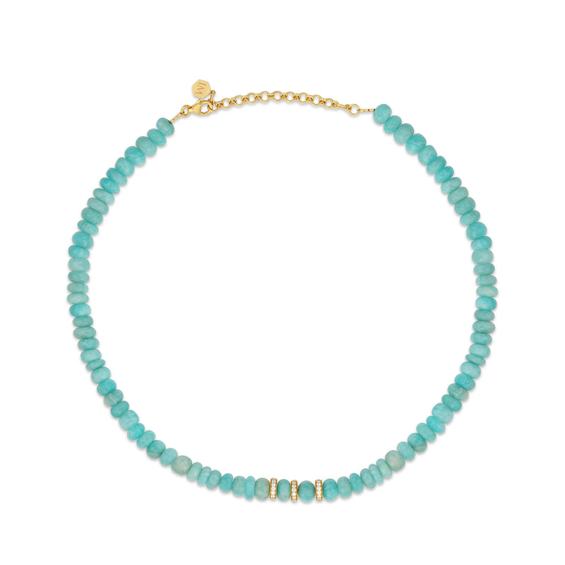 AMAZONITE & DIAMONDS NECKLACE