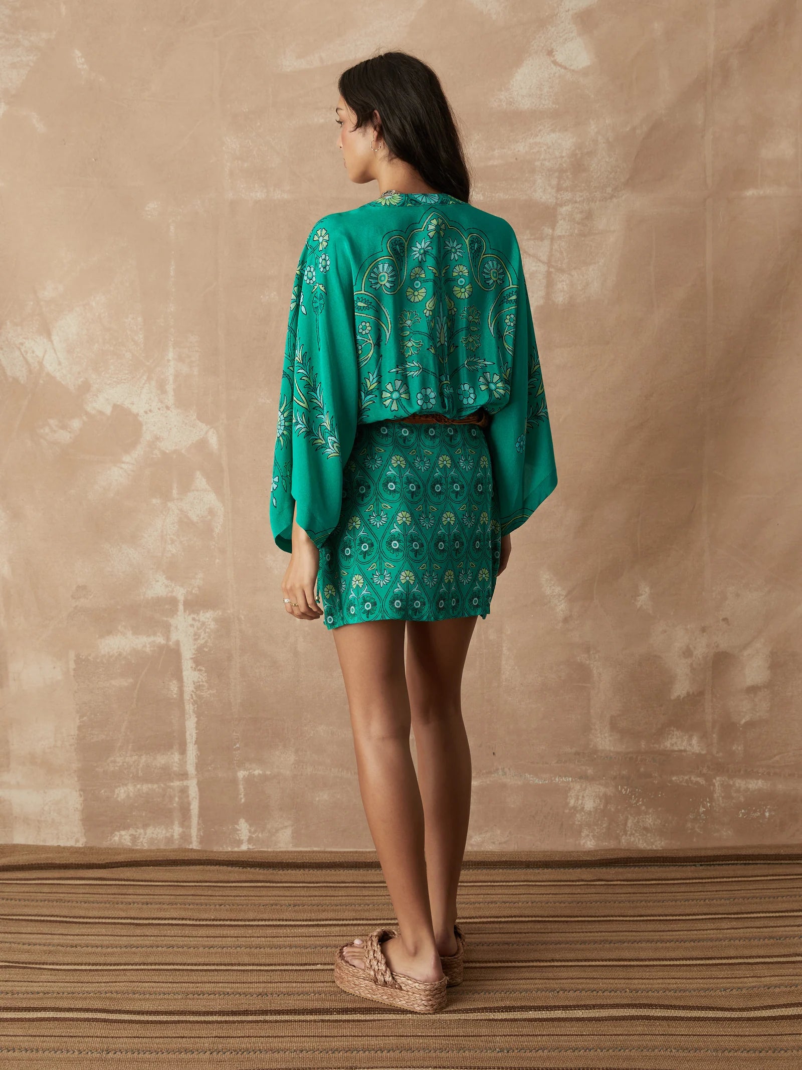 DARJEELING SILK ROBE MINI DRESS