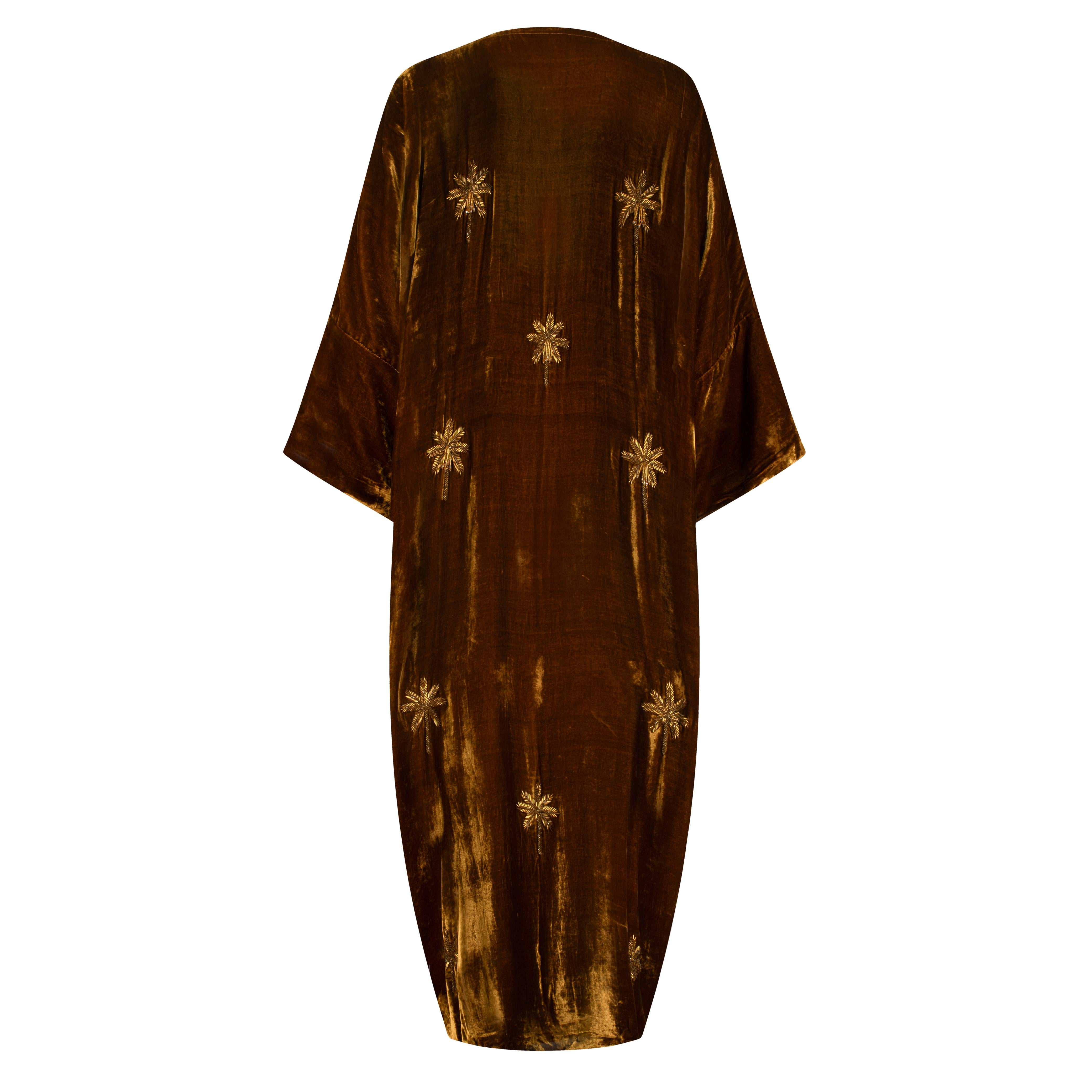 GOLDEN BRONZE VELVET ABAYA