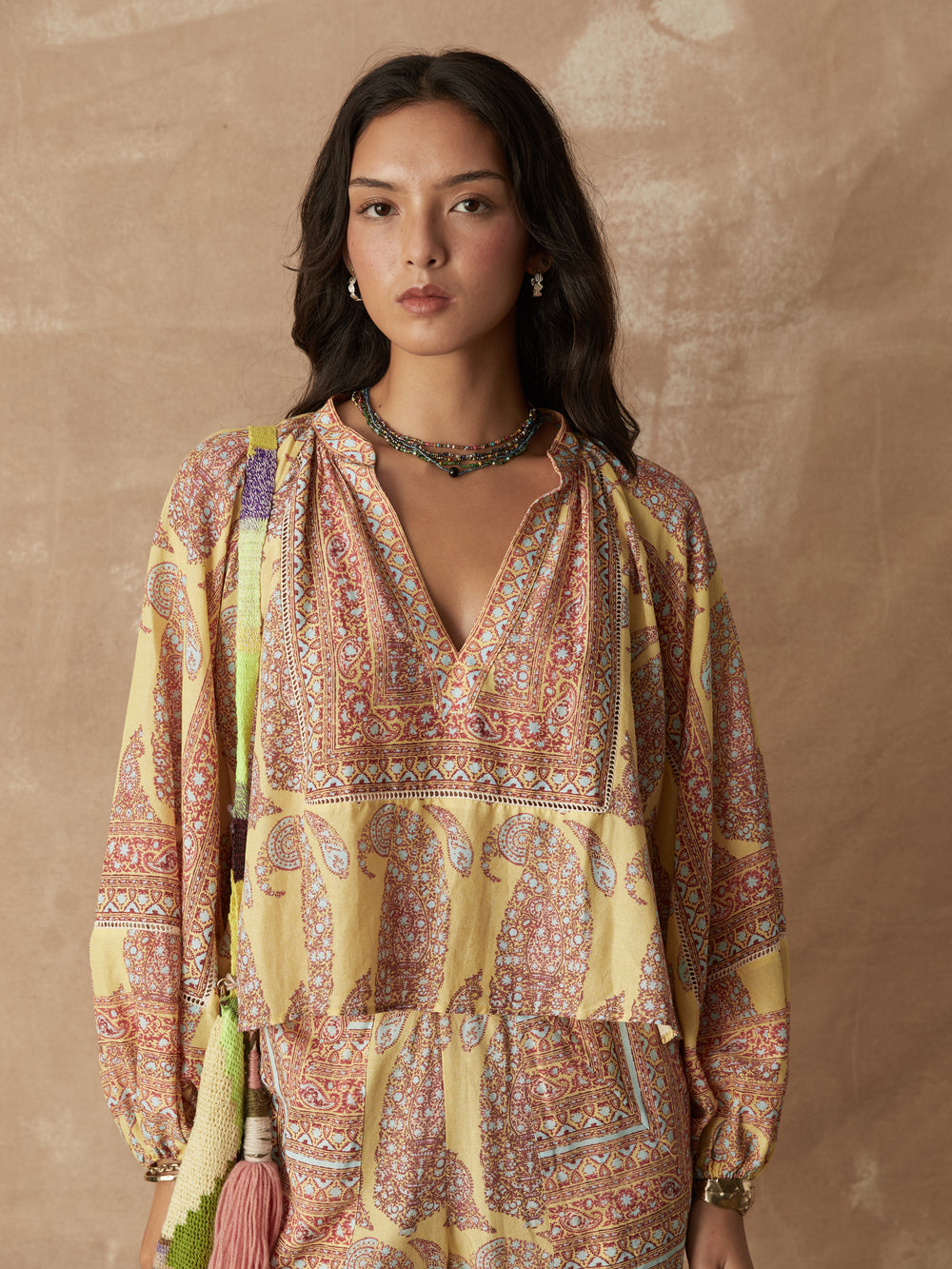 Calico Framed Smock Blouse detail