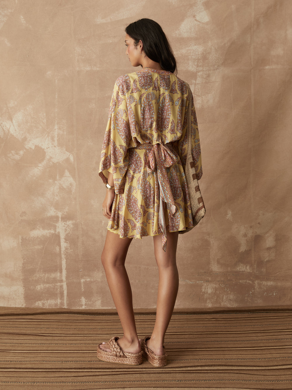 Calico Flared Robe Dress full length