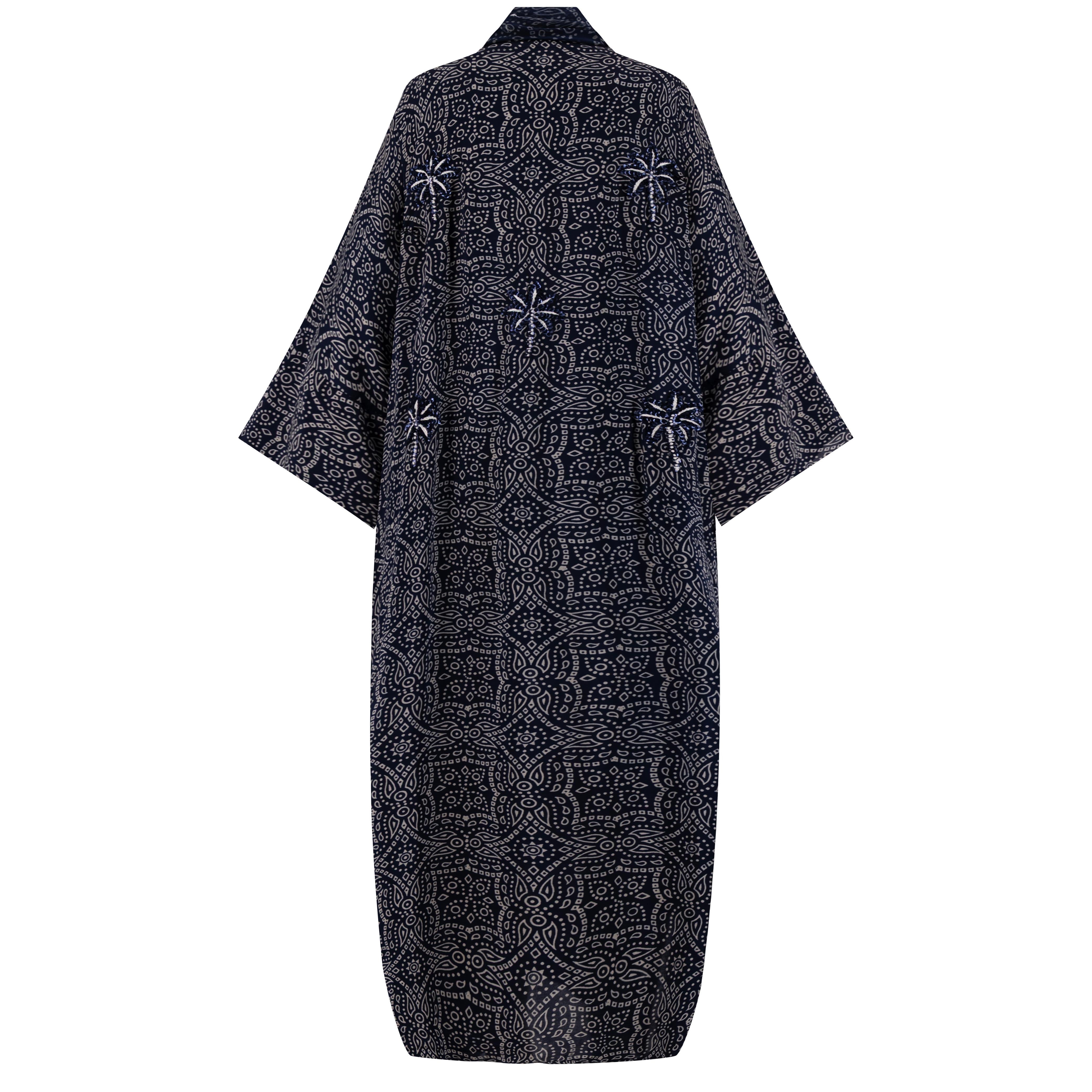 NAVY BLUE SILK ABAYA