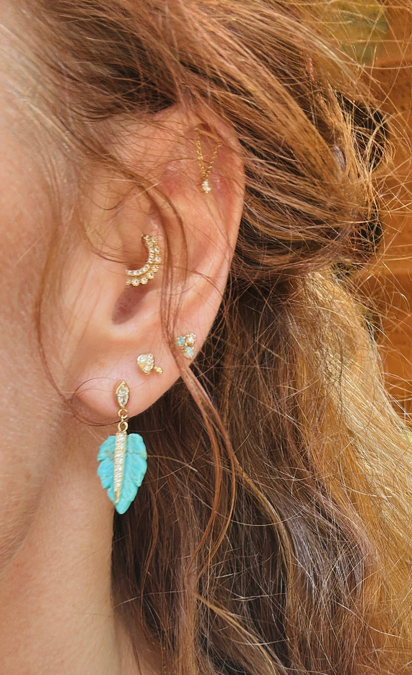 Marquise Diamond turquoise leaf earring