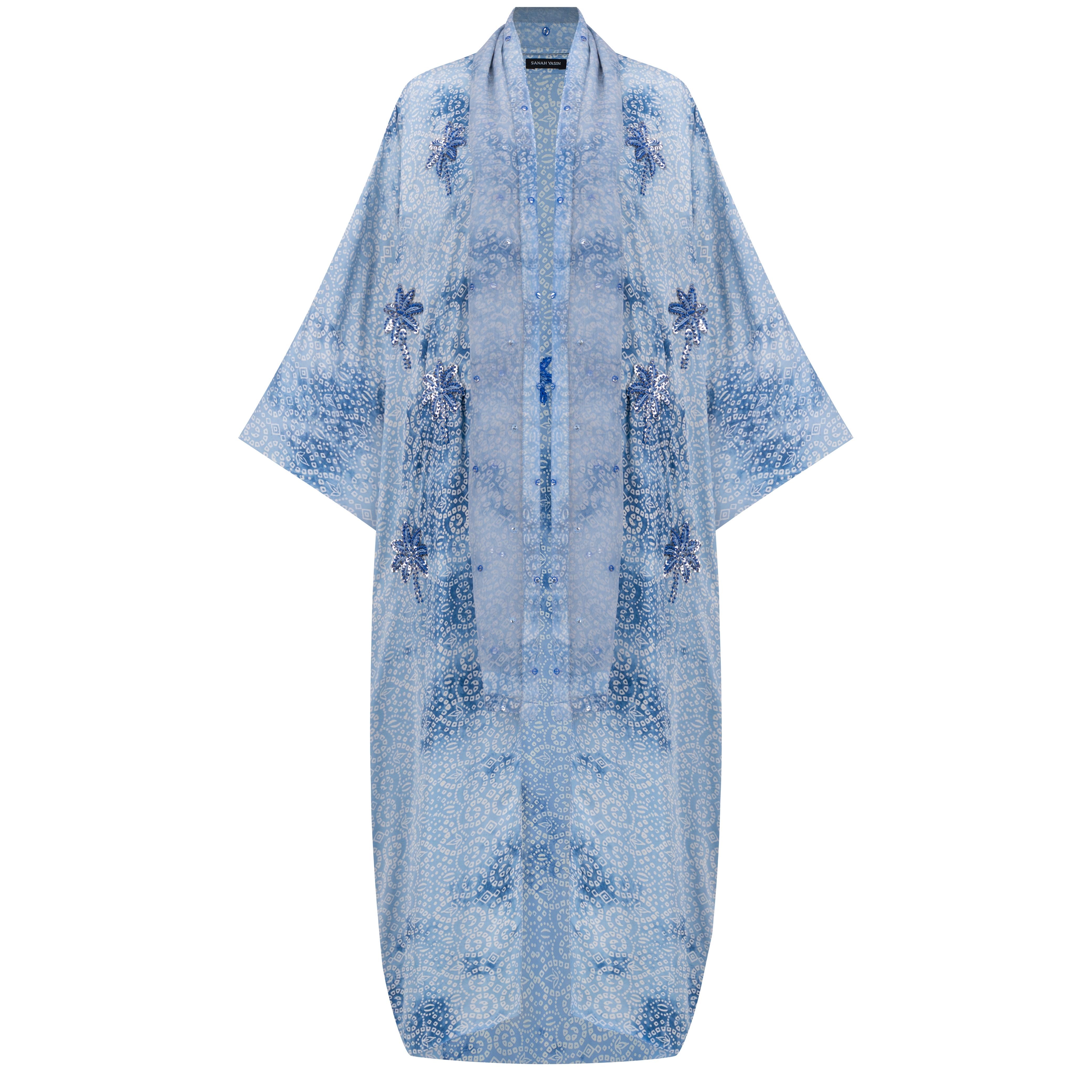 LIGHT BLUE SILK ABAYA