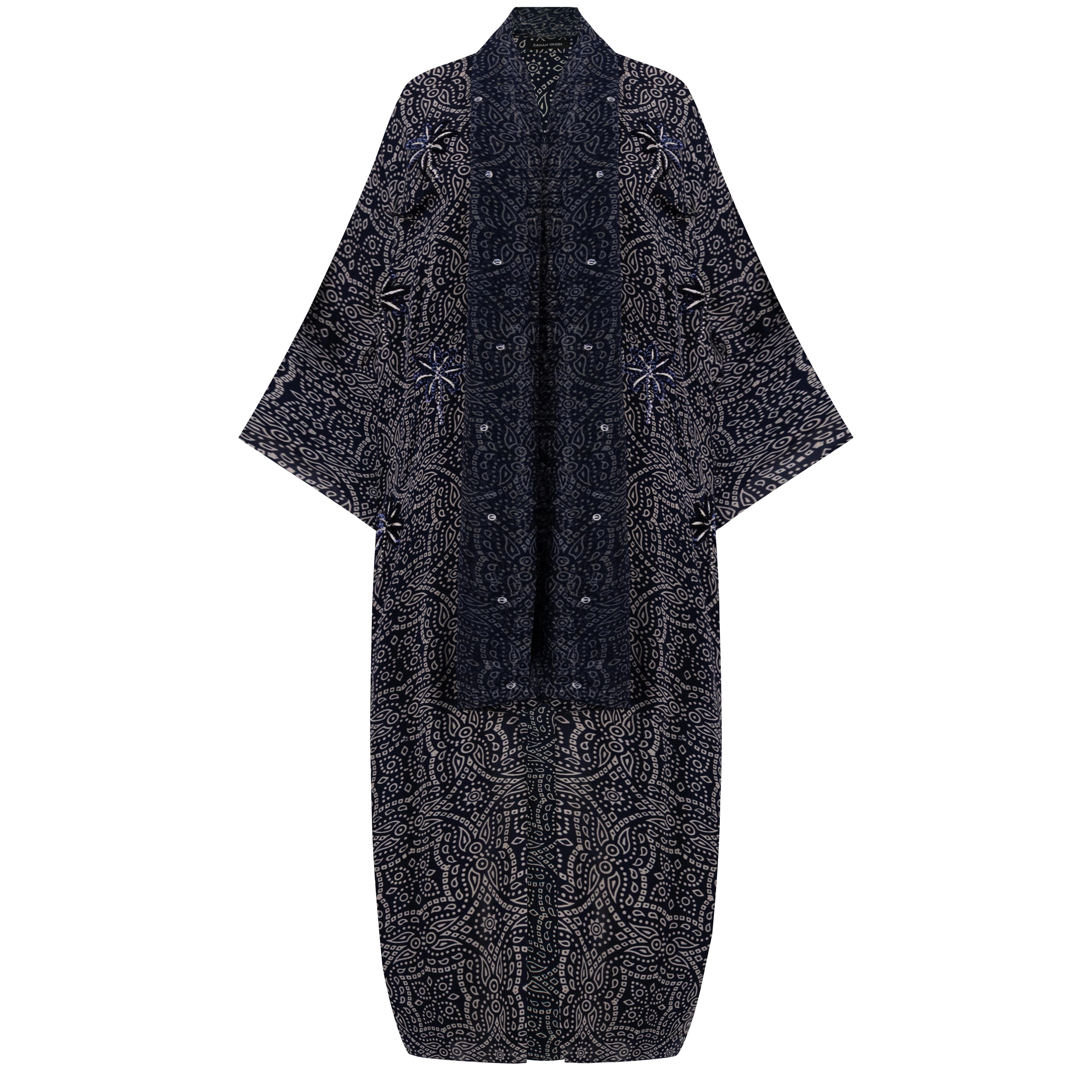 NAVY BLUE SILK ABAYA