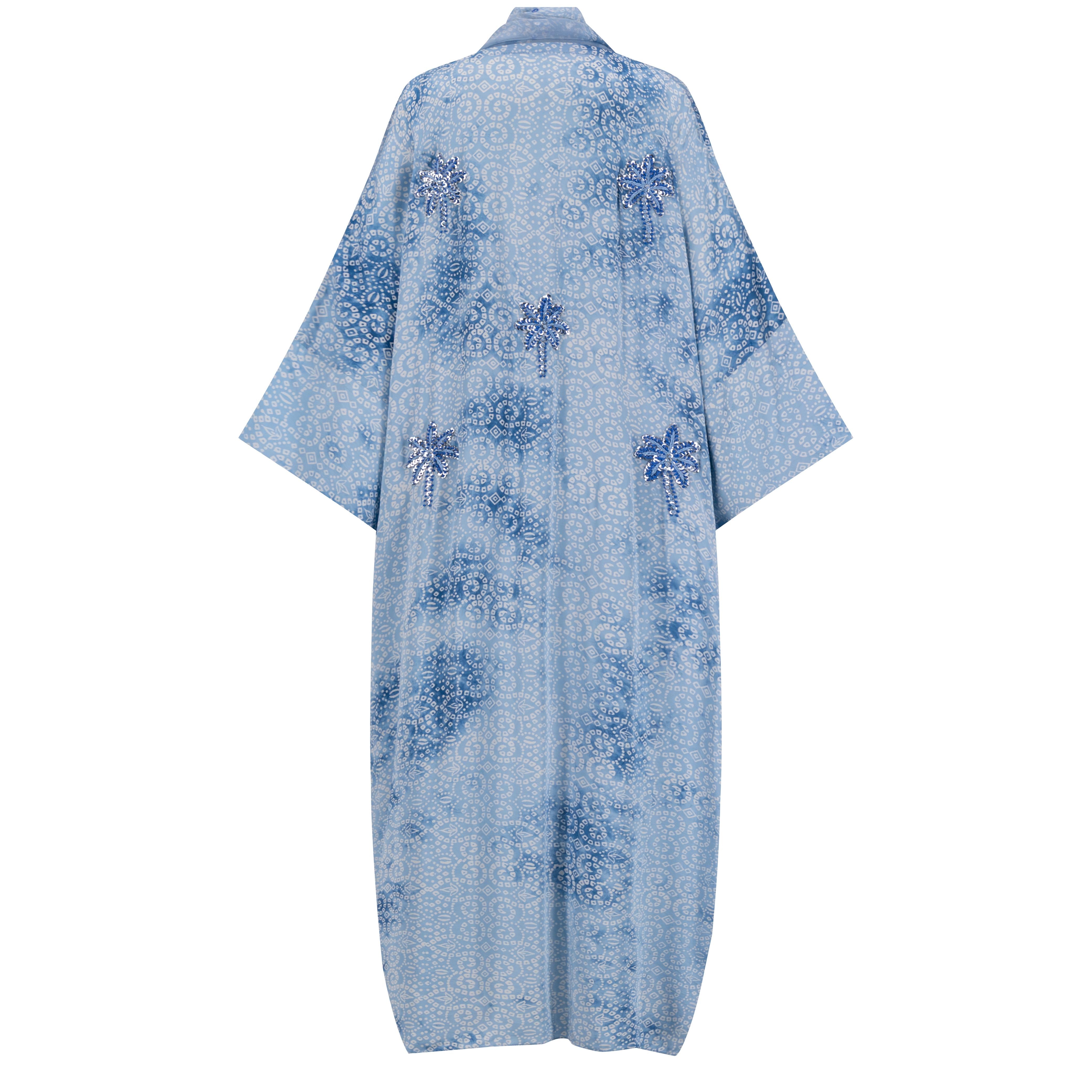LIGHT BLUE SILK ABAYA
