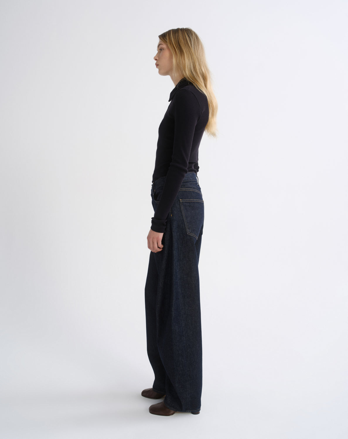 LUNA HIGH RISE PIECED TAPER IN RINSE