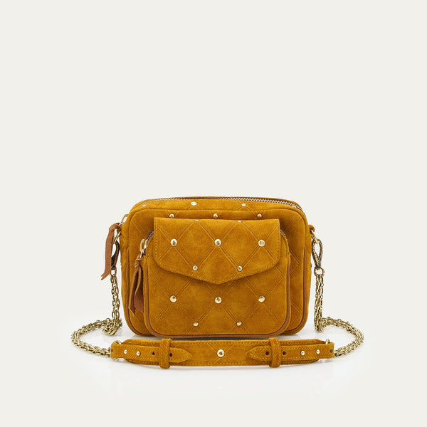 CHARLY BAG STUDDED AMBER SUEDE