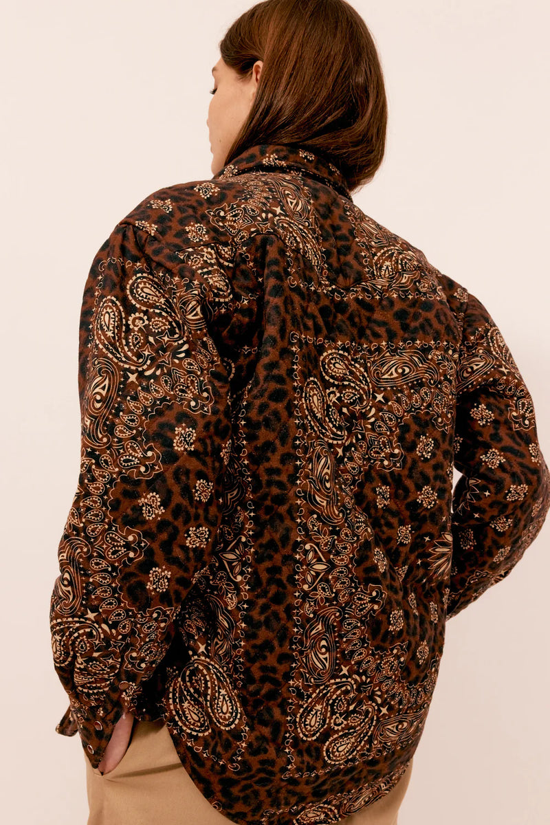 LEOPARD QUILTED SHIRT JACKET