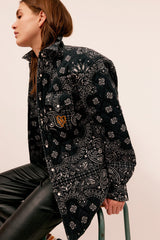 BLACK BANDANA QUILTED SHIRT