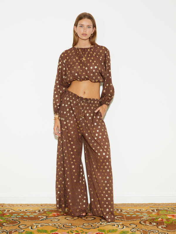 BRONZEE PAPERBAG WIDE LEG PANTS