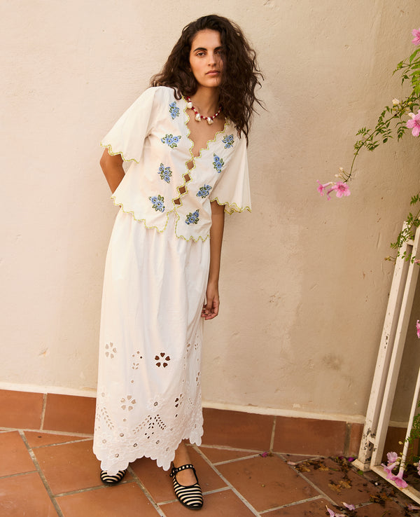 ORGANIC COTTON BLUE FLOWER S/M