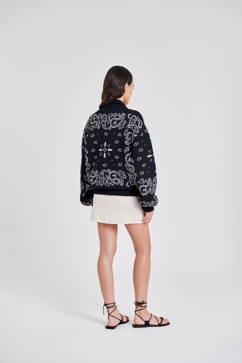 BLACK BANDANA BOMBER JACKET S/M