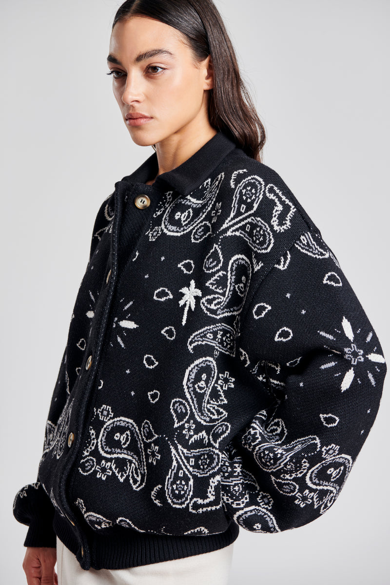 BLACK BANDANA BOMBER JACKET S/M