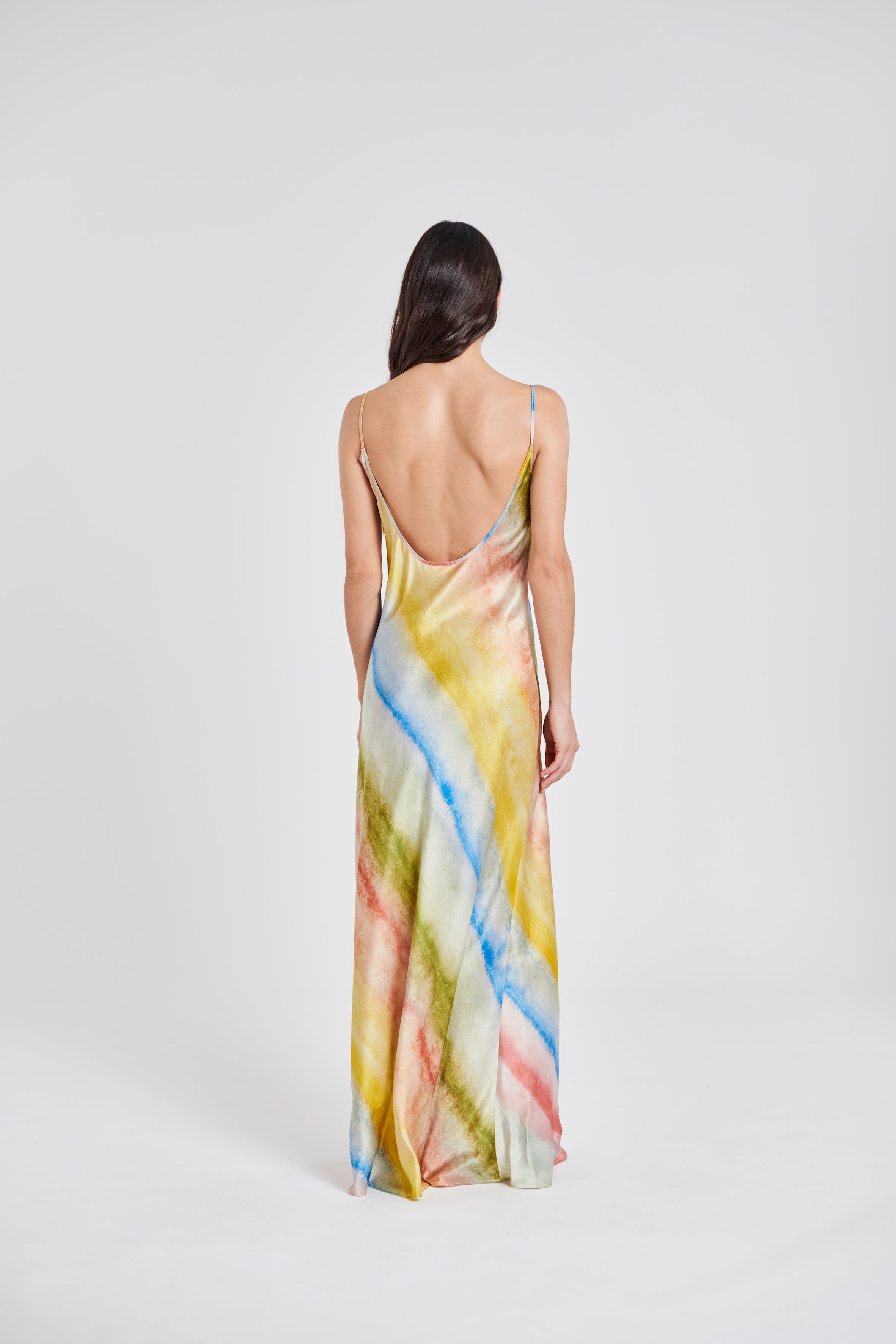 WATERCOLOR STRIPES SILK DRESS