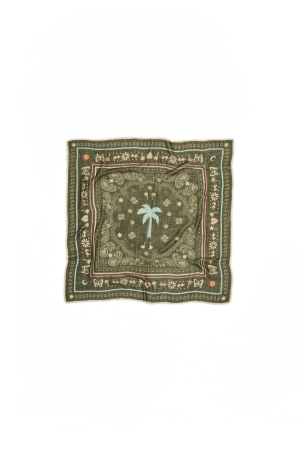 MILITARY GREEN CASHMERE SILK PASHMINA