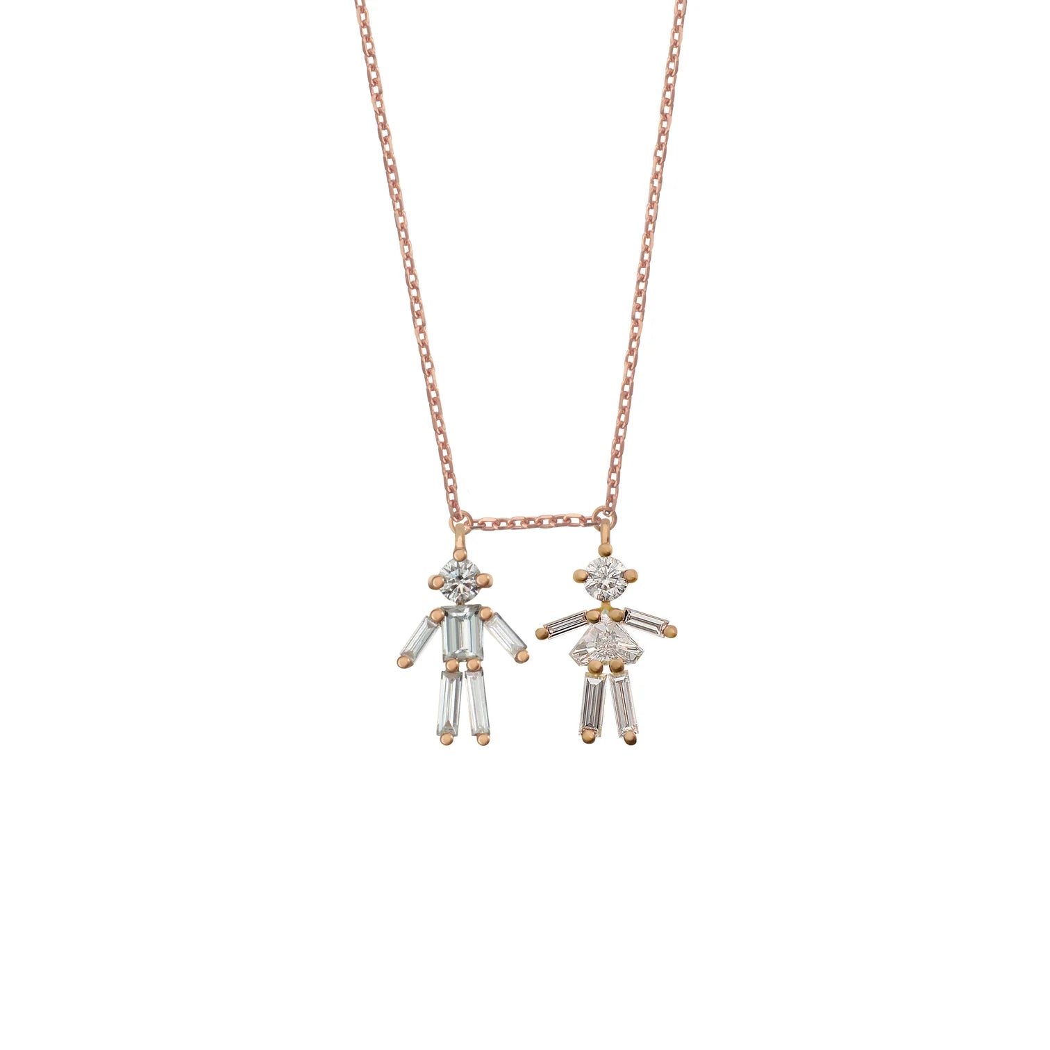 BOY AND GIRL DIAMOND AND GOLD NECKLACE