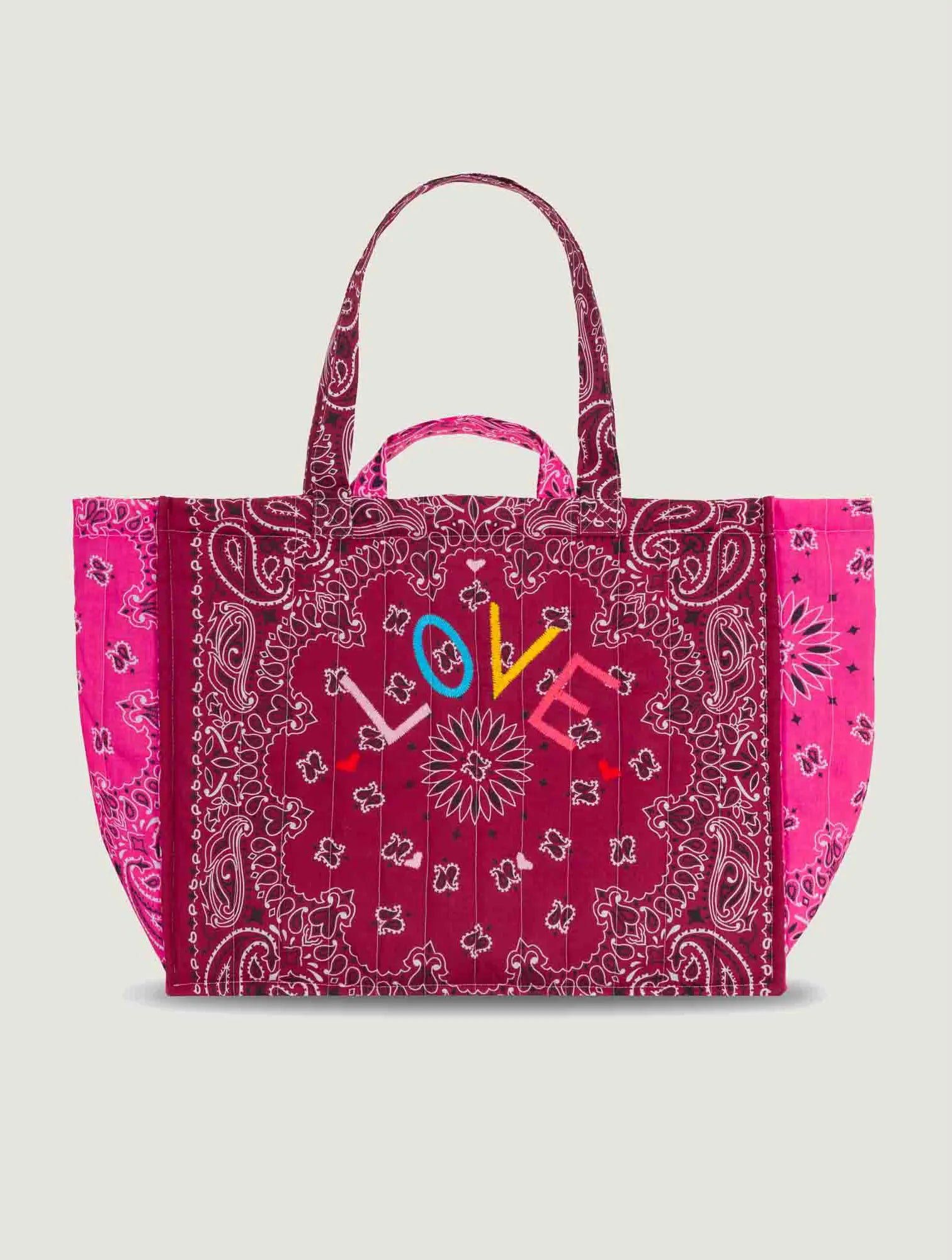 MAXI QUILTED - LOVE - BURGUNDY/FUSHIA