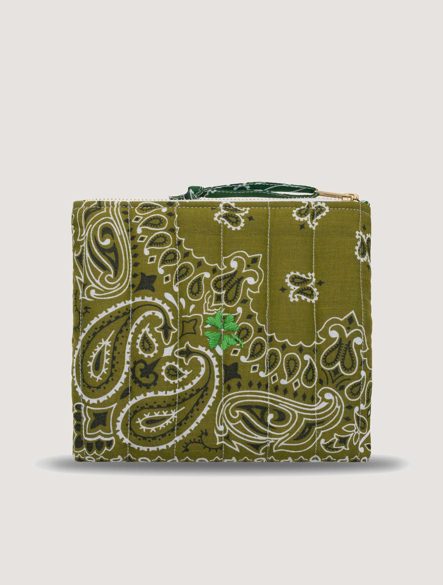 MINI QUILTED POUCH - CLOVER- BRONZE/GREEN