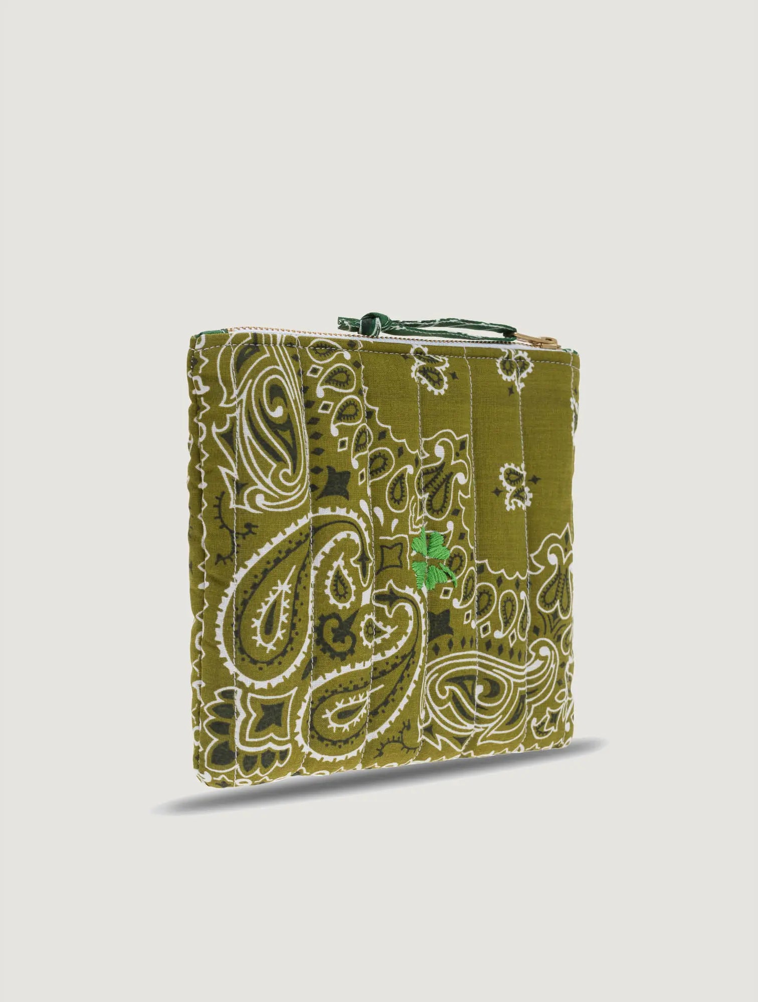 MINI QUILTED POUCH - CLOVER- BRONZE/GREEN
