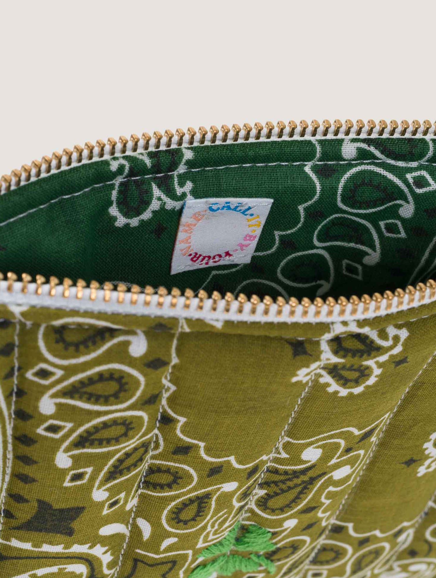 MINI QUILTED POUCH - CLOVER- BRONZE/GREEN