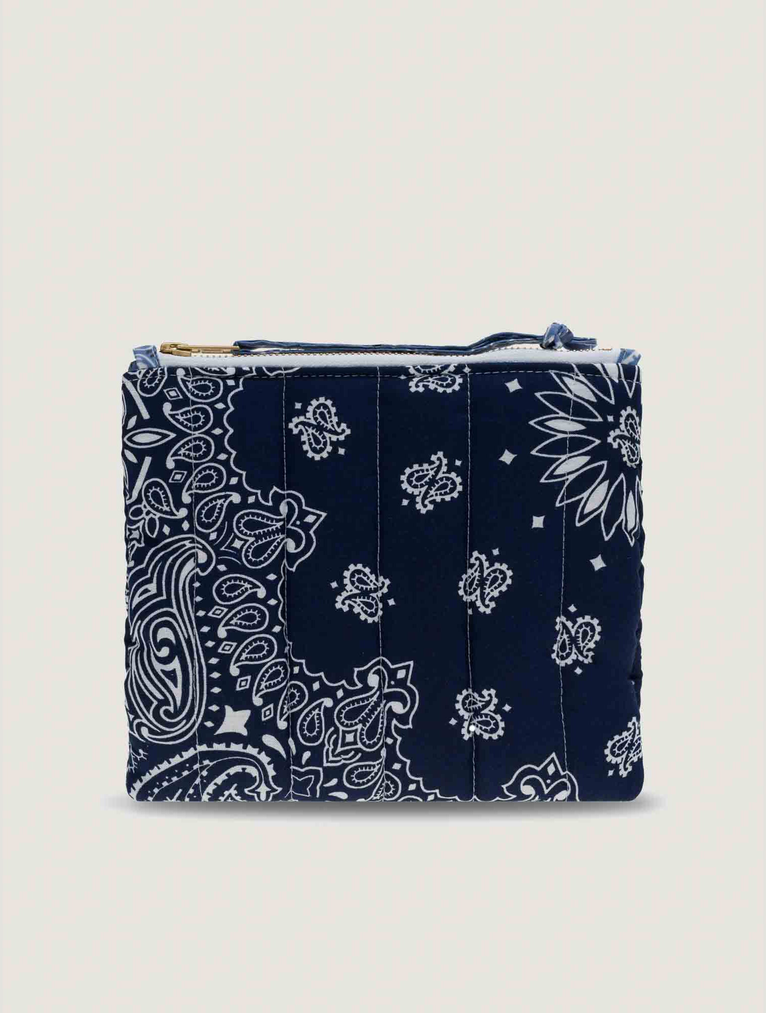 MINI QUILTED POUCH - MUSHROOM - NAVY/CHAMBRAIS